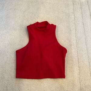 ALO Yoga Red Mock Neck Crop Top